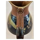 LR - Hand-Painted Bulgarian Terracotta Casserole with Lid and Studio Pottery Pitcher