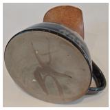 LR - Hand-Painted Bulgarian Terracotta Casserole with Lid and Studio Pottery Pitcher