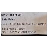 LR - Set of 3 Decorative Fish Figurines on Black Stands