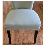LR - Upholstered Dining Chair with Nailhead Trim and Curved Back