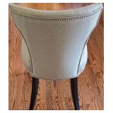 LR - Upholstered Dining Chair with Nailhead Trim and Curved Back