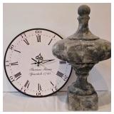 LR - 16-Inch Thomas Moore Wall Clock and 19-Inch Decorative Newell Post