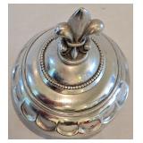 LR - Set of 3 Red Glass Canisters with Fleur-de-Lis Metal Lids