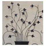 LR - Set of 2 Large Metal Wall Art Vases with Floral Design