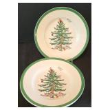 LR - Spode Christmas Tree Dinnerware Set with Cups, Saucers, Plates, and Bowls