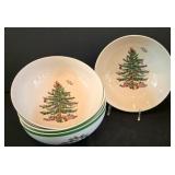 LR - Spode Christmas Tree Dinnerware Set with Cups, Saucers, Plates, and Bowls