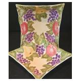 LR - Set of 6 Hand Painted Fruit Glasses and 2 Square Ceramic Serving Bowls