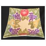 LR - Set of 6 Hand Painted Fruit Glasses and 2 Square Ceramic Serving Bowls
