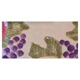 LR - Set of 6 Hand Painted Fruit Glasses and 2 Square Ceramic Serving Bowls