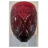 LR - Set of 12 Ruby Red Crystal Wine Goblets with Clear Stems, 8 Inch