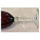 LR - Set of 12 Ruby Red Crystal Wine Goblets with Clear Stems, 8 Inch