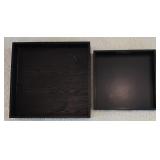 LR - Decorative Wooden Tray, Pair of 24 Inch Metal Candlesticks, and LED Candle