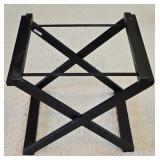 LR - Decorative Wooden Tray, Pair of 24 Inch Metal Candlesticks, and LED Candle