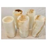 LR - 19-Inch Metal Scrollwork Pillar Candle Holder with 5 Onyx Cylinders