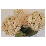 LR - Pair of Decorative Vases and Faux Hydrangea Floral Arrangement