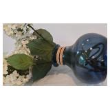 LR - Pair of Decorative Vases and Faux Hydrangea Floral Arrangement