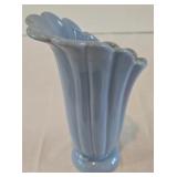 LR - Pair of Decorative Vases and Faux Hydrangea Floral Arrangement