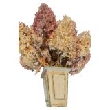 LR - Decorative Candle Holder, Vanilla Breve Scented Candle, and Glass Oil Lamp with Floral Foliage Display
