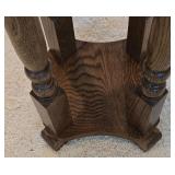 LR - Vintage Wood Pedestal Side Table with Turned Legs