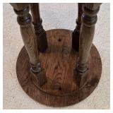 LR - Vintage Wood Pedestal Side Table with Turned Legs