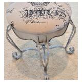 LR - Paris Script Vanity Stool with Metal Base