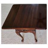 LR - Vintage Mersman Drop-Leaf Side Table with Drawer and Brass Handle