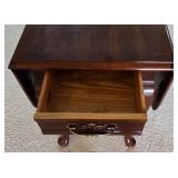 LR - Vintage Mersman Drop-Leaf Side Table with Drawer and Brass Handle