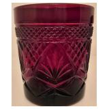 G - Set of 14 Vintage Ruby Red Pressed Glass Mugs, Tumblers, Creamer, and Sugar Bowl