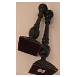 K - Pedestal Candelabra and Pair of Tall Metal Candlesticks Set