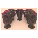 H - Set of 8 Vintage Avon Cape Cod Ruby Red Glass Mugs