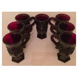 H - Set of 8 Vintage Avon Cape Cod Ruby Red Glass Mugs