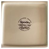 H - Spode Christmas Tree Entertaining Set with Bowls, Trays, Bell, Candleholders, Spoons, and Linen Napkins