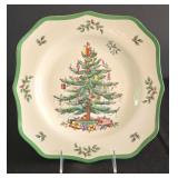H - Spode Christmas Tree Entertaining Set with Bowls, Trays, Bell, Candleholders, Spoons, and Linen Napkins