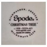 H - Spode Christmas Tree Entertaining Set with Bowls, Trays, Bell, Candleholders, Spoons, and Linen Napkins