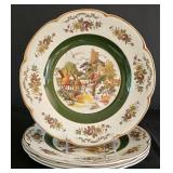 H - Set of 4 Vintage Wood & Sons Ascot Ironstone Service Plates 10.5 Inch England Alpine White