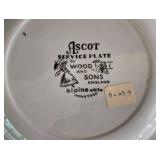 H - Set of 4 Vintage Wood & Sons Ascot Ironstone Service Plates 10.5 Inch England Alpine White