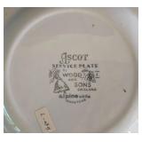 H - Set of 4 Vintage Wood & Sons Ascot Ironstone Service Plates 10.5 Inch England Alpine White