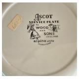 H - Set of 4 Vintage Wood & Sons Ascot Ironstone Service Plates 10.5 Inch England Alpine White