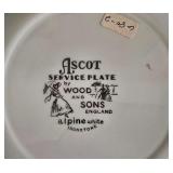 H - Set of 4 Vintage Wood & Sons Ascot Ironstone Service Plates 10.5 Inch England Alpine White