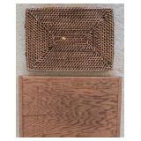 LR - Collection of Woven Baskets, Wooden Tray, and Organizers Including NorthCrest and Longaberger