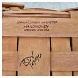 LR - Collection of Woven Baskets, Wooden Tray, and Organizers Including NorthCrest and Longaberger