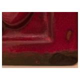 H - Pair of 14-Inch Beaded Metal Vases and 6-Inch Red Terracotta Flower Vase