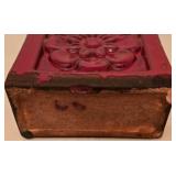 H - Pair of 14-Inch Beaded Metal Vases and 6-Inch Red Terracotta Flower Vase