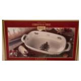 H - Spode Christmas Tree Gold Collection: Bread Basket, Teapot, Salt and Pepper Set in Original Boxes