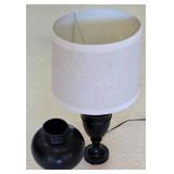 LR - 27-Inch Black Table Lamp with Haeger Vase Base and 10-Inch Tall Shade
