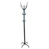 LR - 77 Inch Black Metal Coat Rack with Multiple Hooks