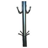 LR - 77 Inch Black Metal Coat Rack with Multiple Hooks