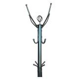 LR - 77 Inch Black Metal Coat Rack with Multiple Hooks