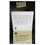 LR - Handcrafted India Patchwork Wall Hanging with Smoked Bamboo Hanger, 34x36 Inches