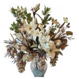 LR - Decorative Vase and Pillar Collection Including Metal, Clear Glass, and Tall Arrangements